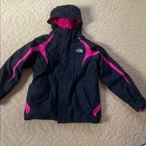 Girls pink and black north face thermal